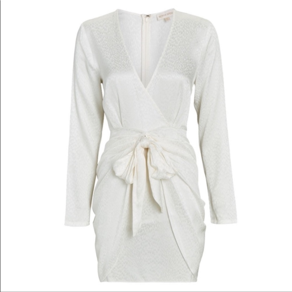 NWT Ronny Kobo Marissa Jacquard Silk Tie Waist Mini Dress